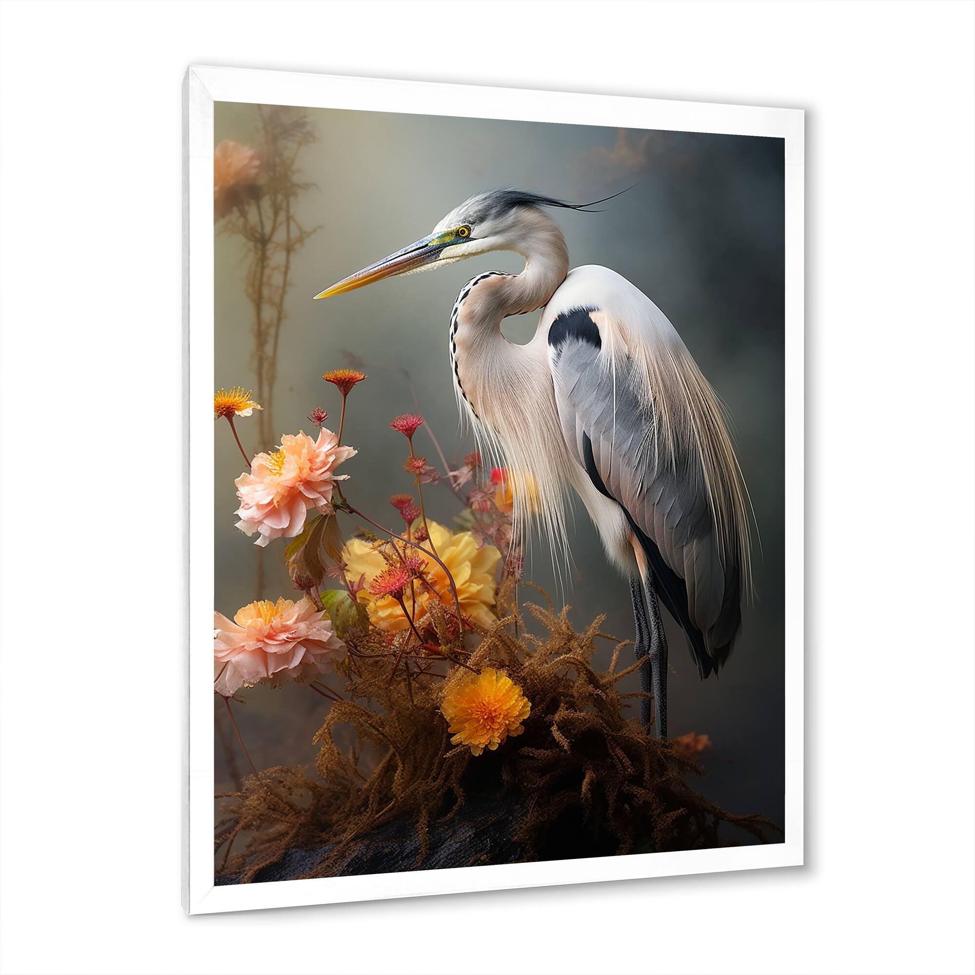 Designart "Portrait Of White Heron Wildlife Photography I" Animals